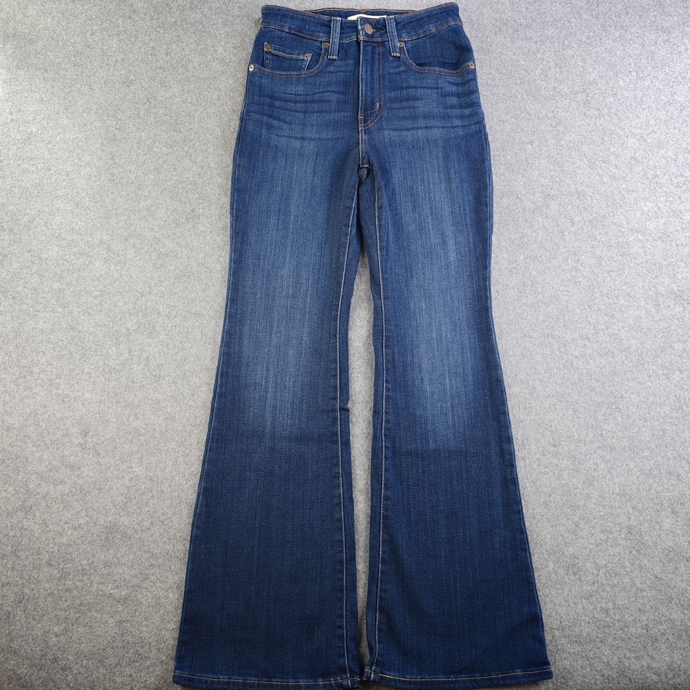 Levis 726 Flare Jeans Women's 27x30 Blue Dark Wash High Rise Stretch Denim